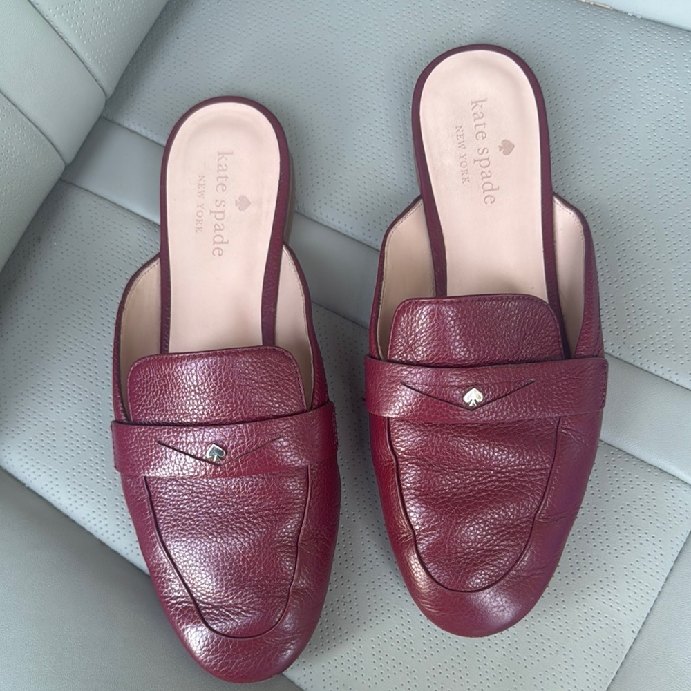 Kate Spade Burgundy Leather Women's Loafers 7.5